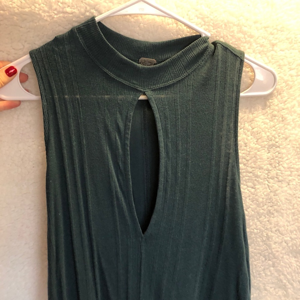 Free People Teal Keyhole Tank